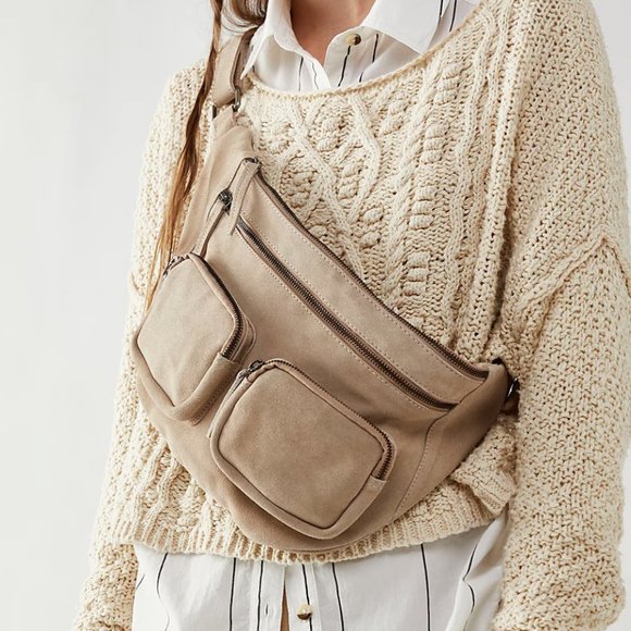 Free People Handbags - Free People Samara Sling Bag Suede Crossbody New with defect.